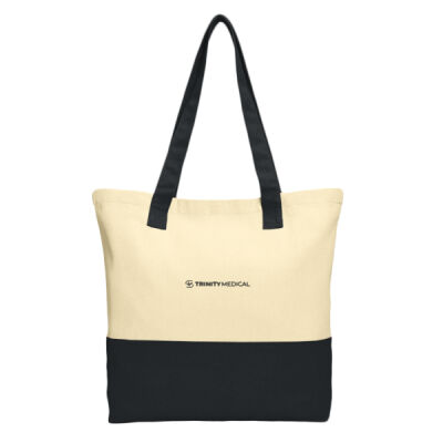 BG414 | Natural/Black | Embroidered Trinity - Colorblock Cotton Tote Thumbnail