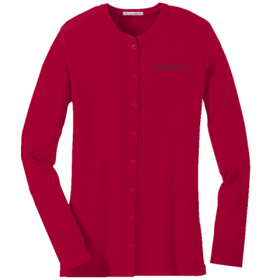 LM1008 | Red | Embroidered Trinity - Women's Concept Stretch Button Front Cardigan Thumbnail